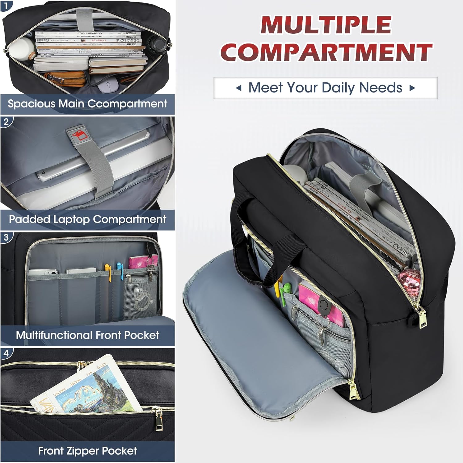 NEWHEY Laptop Bag 17.3 Inch Laptop Briefcase for Women Men Waterproof Shoulder Messenger Bag Large