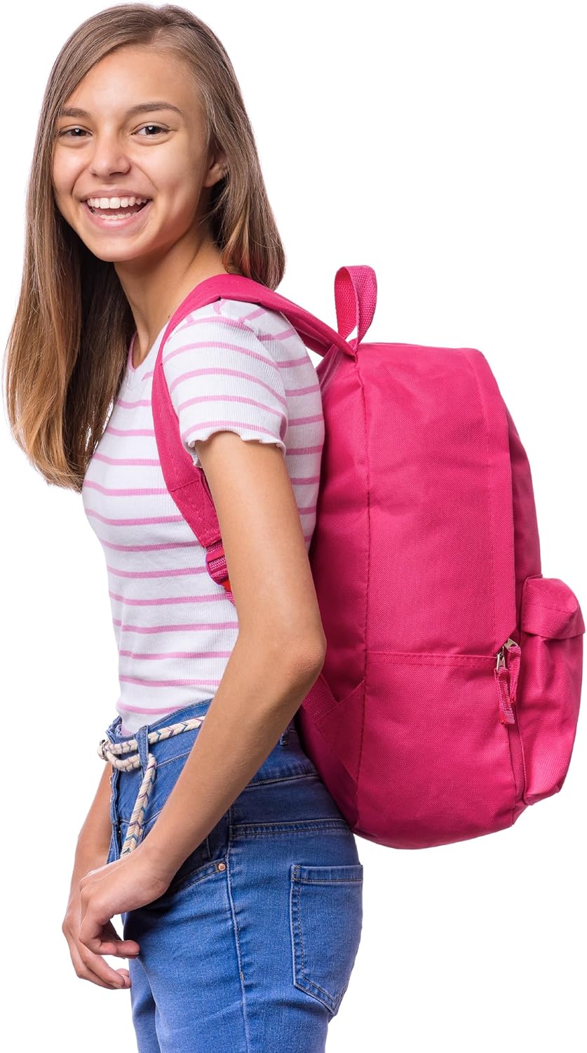 24-Pack 17" School Bright Neon Backpacks for Kids - Bookbags in Bulk for Middle, and High School Students, 6 Assorted Colors