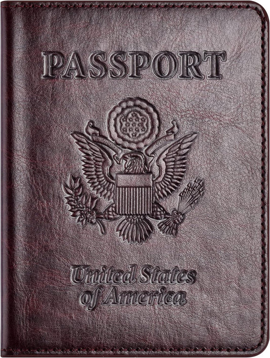 Passport Holder with Vaccine Card Slot Combo, Passport Wallet/ Cover/ Case for Women and Men(BC-Brown)