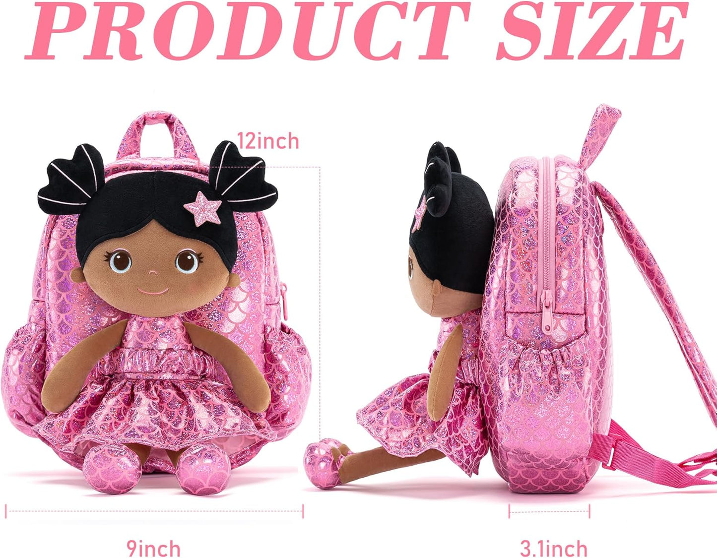 Lazada Toddler Backpack - Baby Girl Gifts Plush Doll Dress Backpack - Fashion Girls Tina Fish Scale