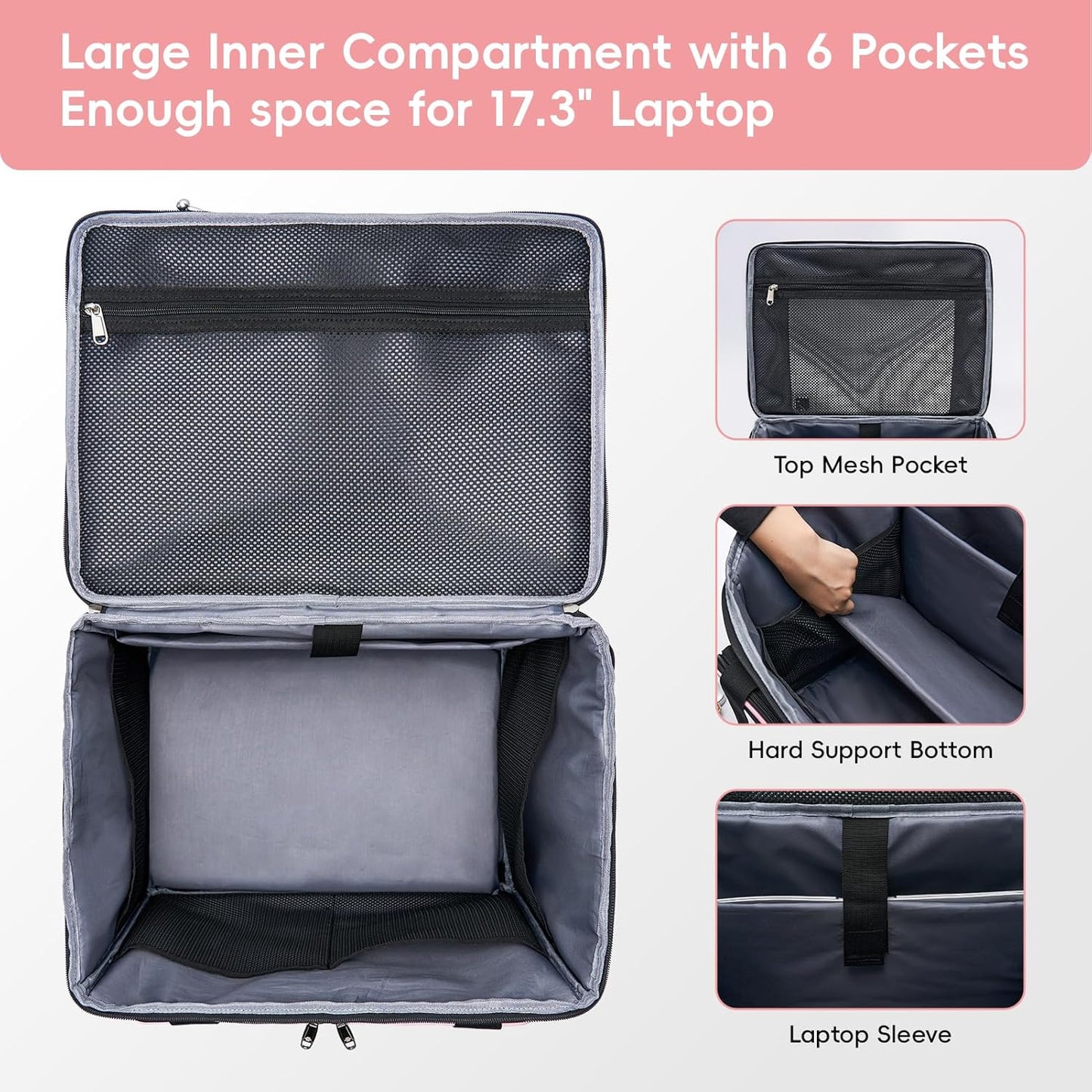 2025 Rolling Teacher Tote Bag with 15.6" Laptop Compartment