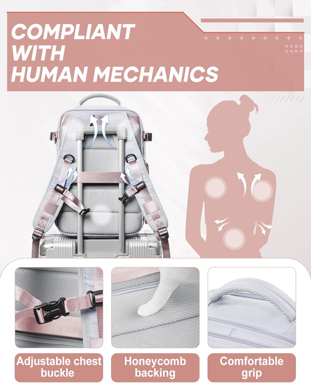 suwasp Vacuum Compression Backpack, 45L Expandable Travel Backpack with Electric Vacpack Pump, Travel Vacuum Bags with Shoe Compartment/17inch Laptop Compartment/USB Port, Grey