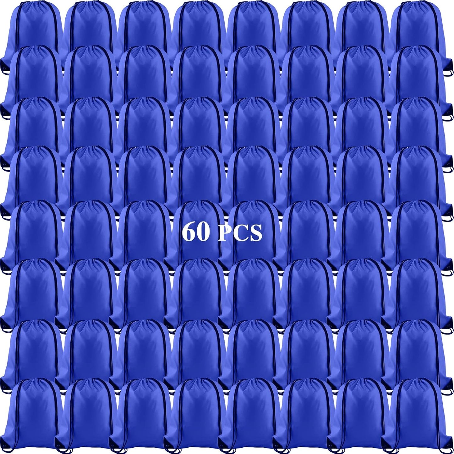 KUUQA 60Pcs Blue Drawstring Backpack Bag Sack Drawstring Bags Bulk String Bags Storage Bags for Sport Gym Traveling