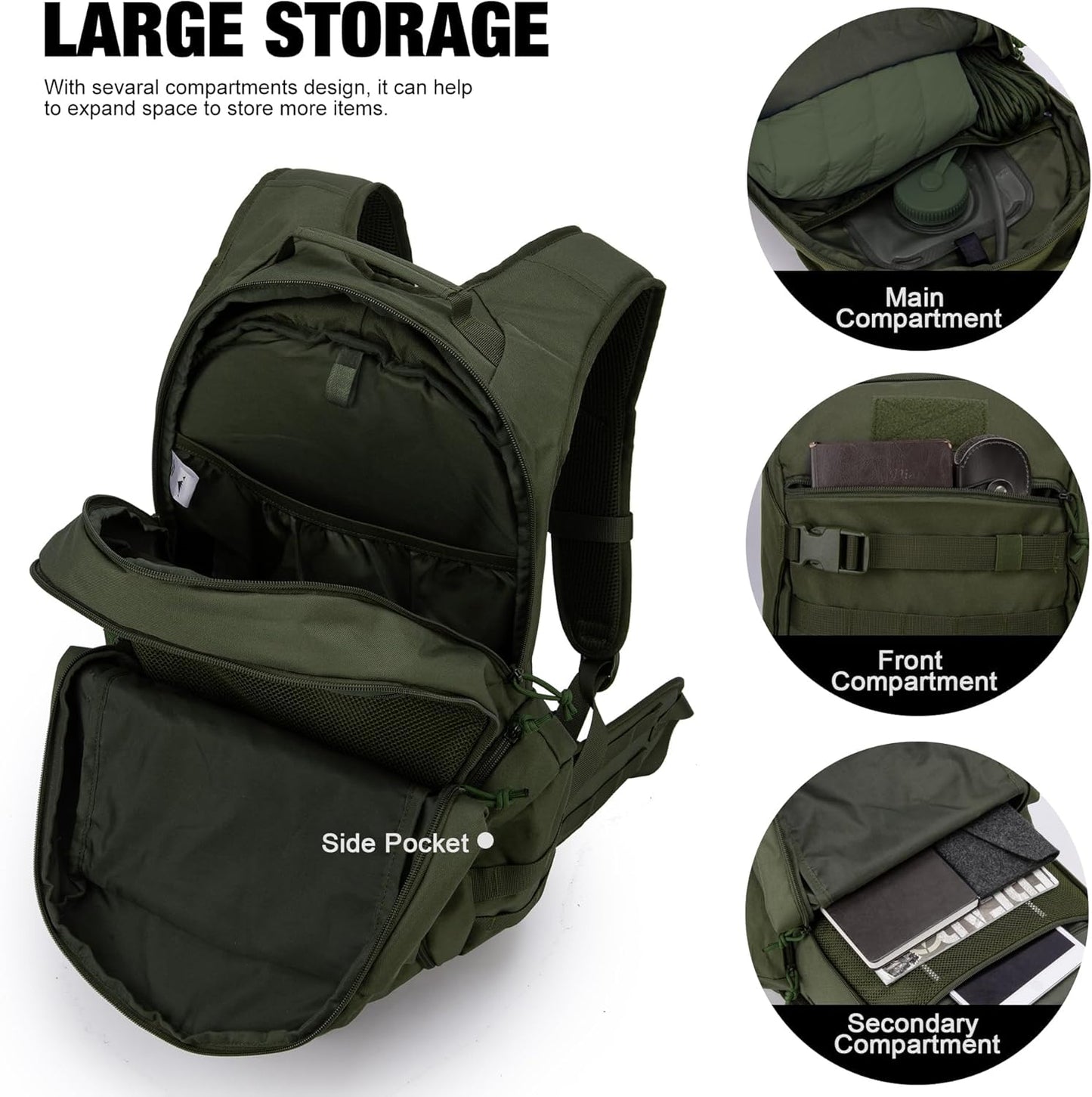 Mardingtop Tactical Molle Backpack for Men- 28L EDC Hiking & Motorcycle Backpack