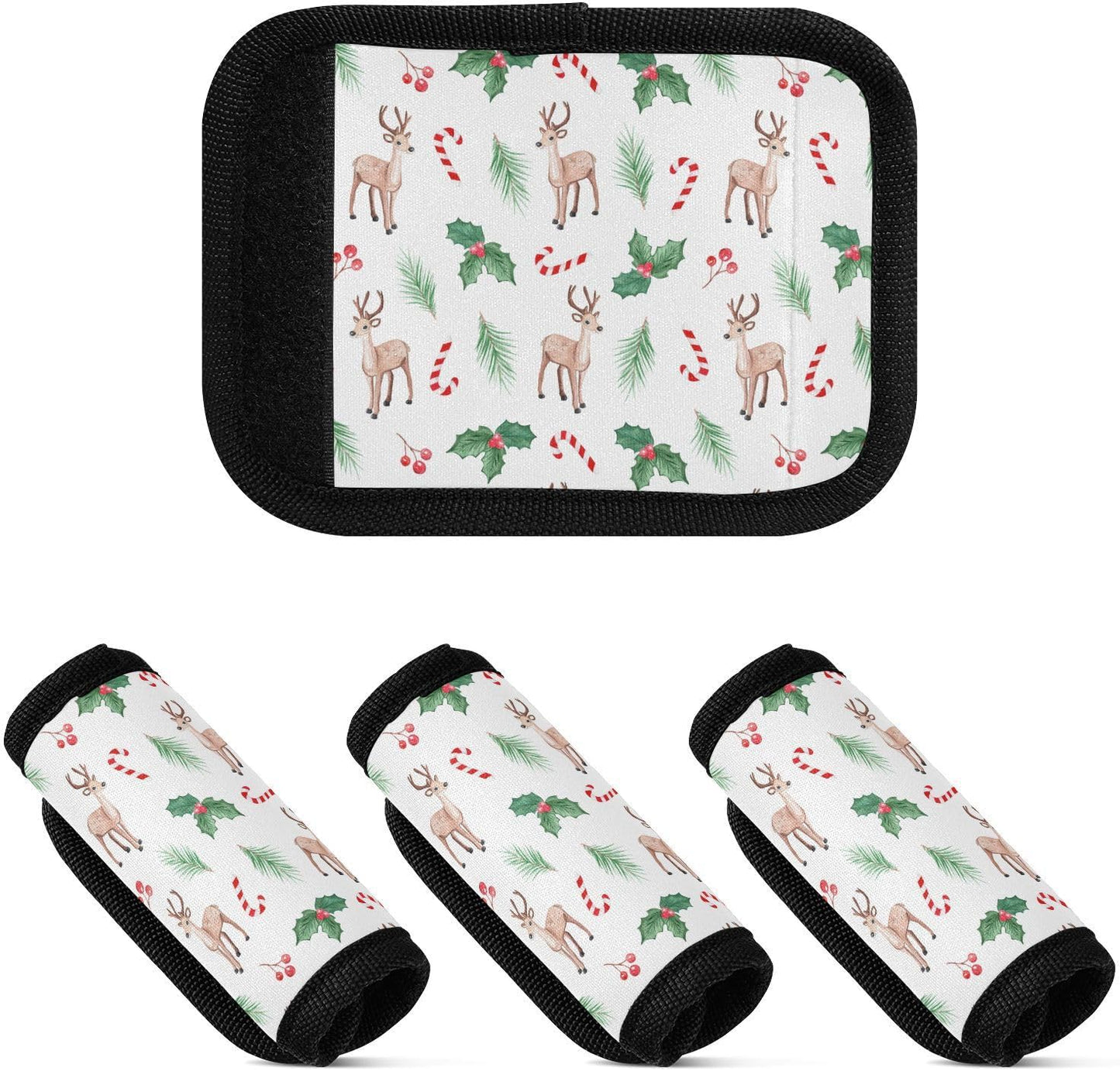 Christmas Deer 2 Pack Luggage Handle Wrap for Suitcase Luggage Identifier Travel Tags Handle Protection Sleeve Cover