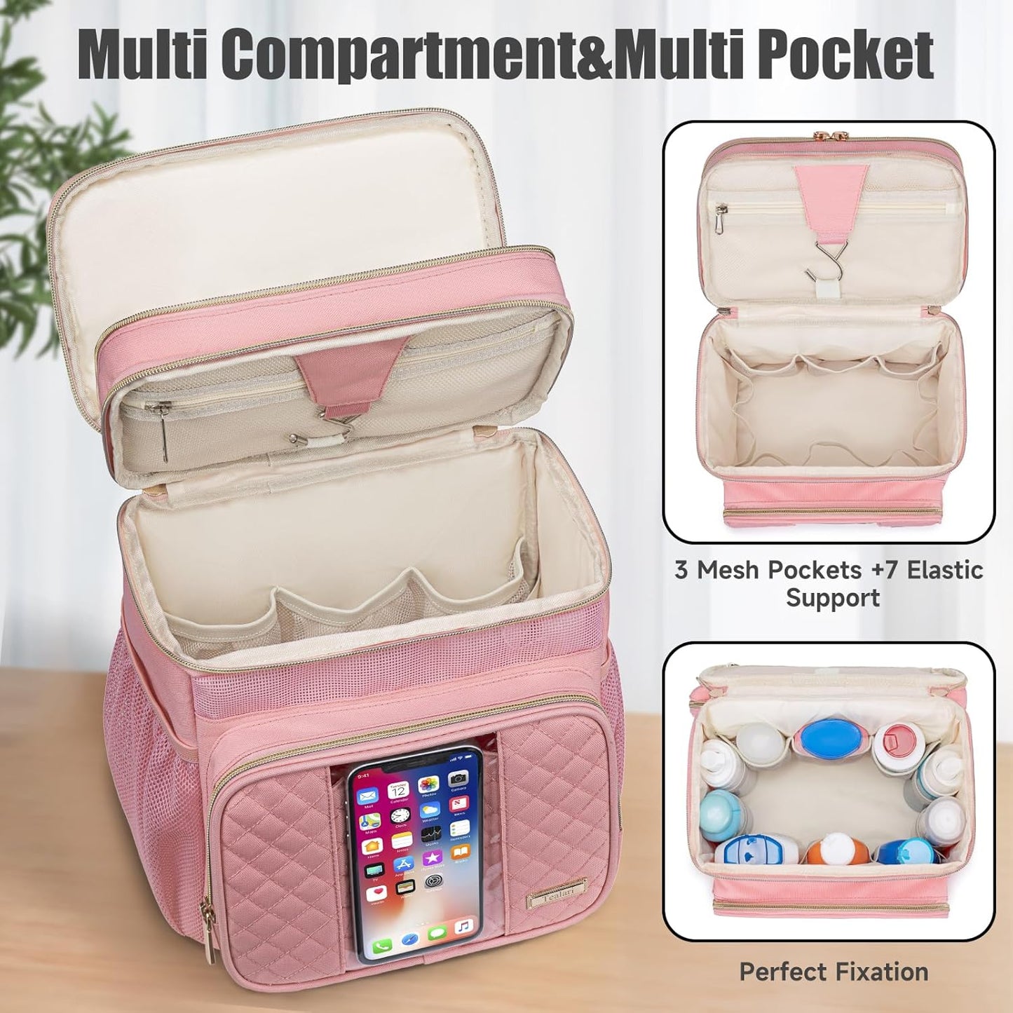 Large Toiletry Bag for Women Men,Bathroom Bag,Water Resistant Shower Bag,Makeup Bag,Portable Shower Caddy for College Dorm,Hanging Travel Toiletry Bag with Transparent Waterproof Phone Pocket