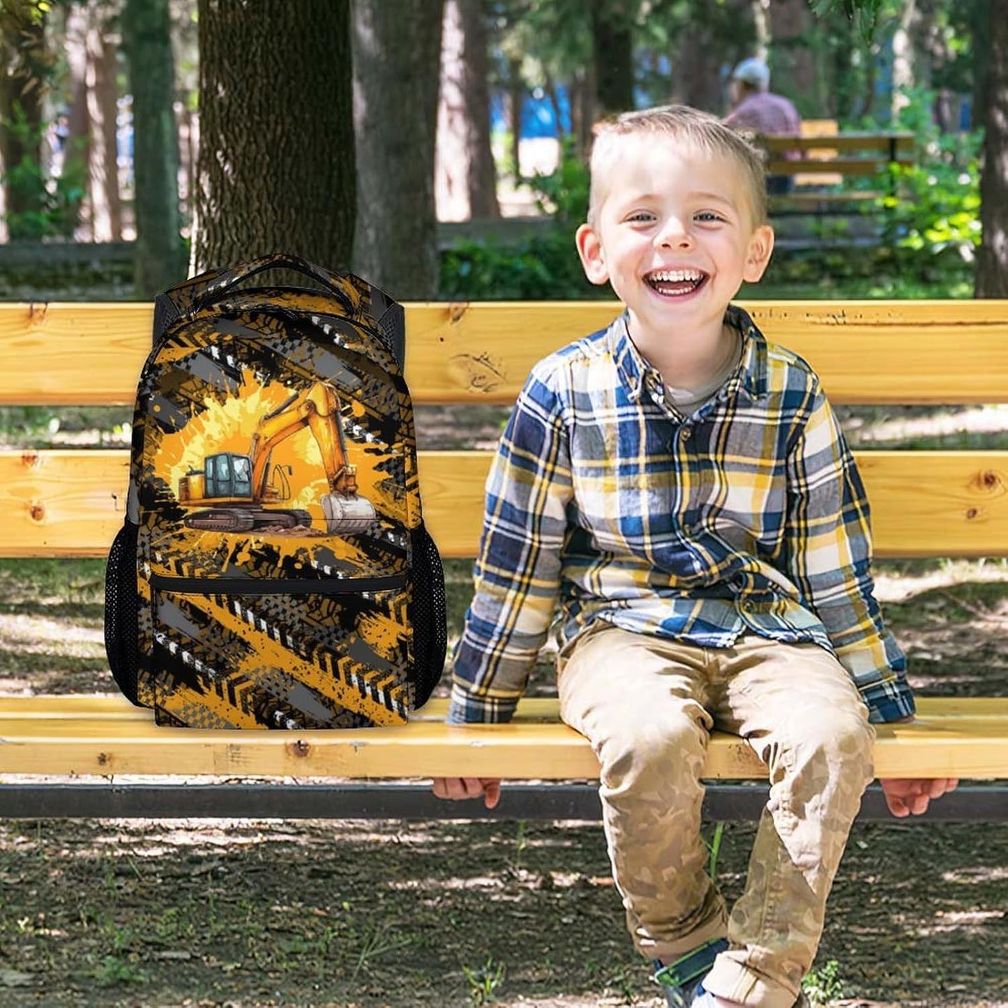Mercuryelf School Backpack for Boys - Cool Excavator Backpacks for Kids - 17 Inch Bookbag for School, Travel
