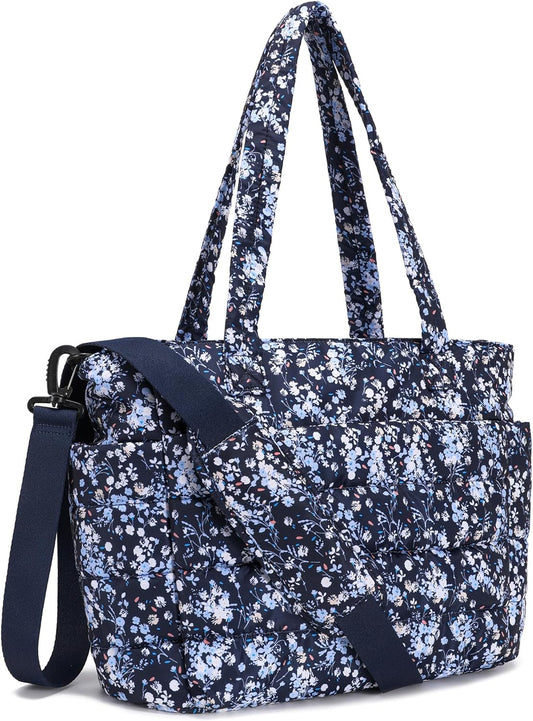 AOCINA Puffy Tote Bag for Women Quilted Work Bag Nurse Bags Women's Handbags for Travel