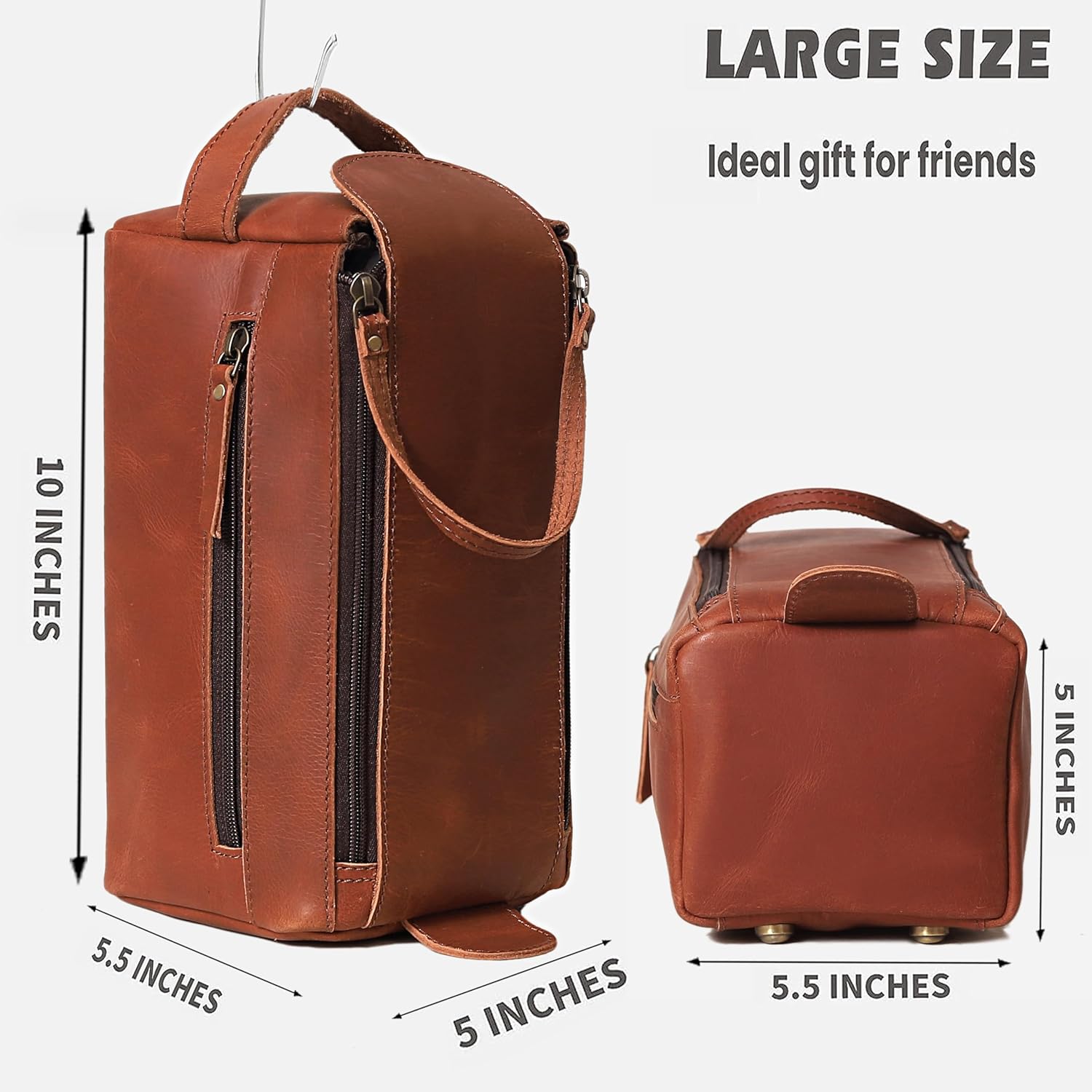 cuero Genuine Buffalo Leather Unisex Toiletry Bag Travel Leather Dopp Kit Made With High Class