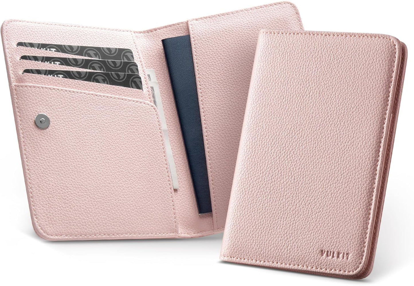 VULKIT Passport Holder Magnetic Closure RFID Blocking Travel Wallet Passport Book Cover Boarding Pass Holder Travel Essentials