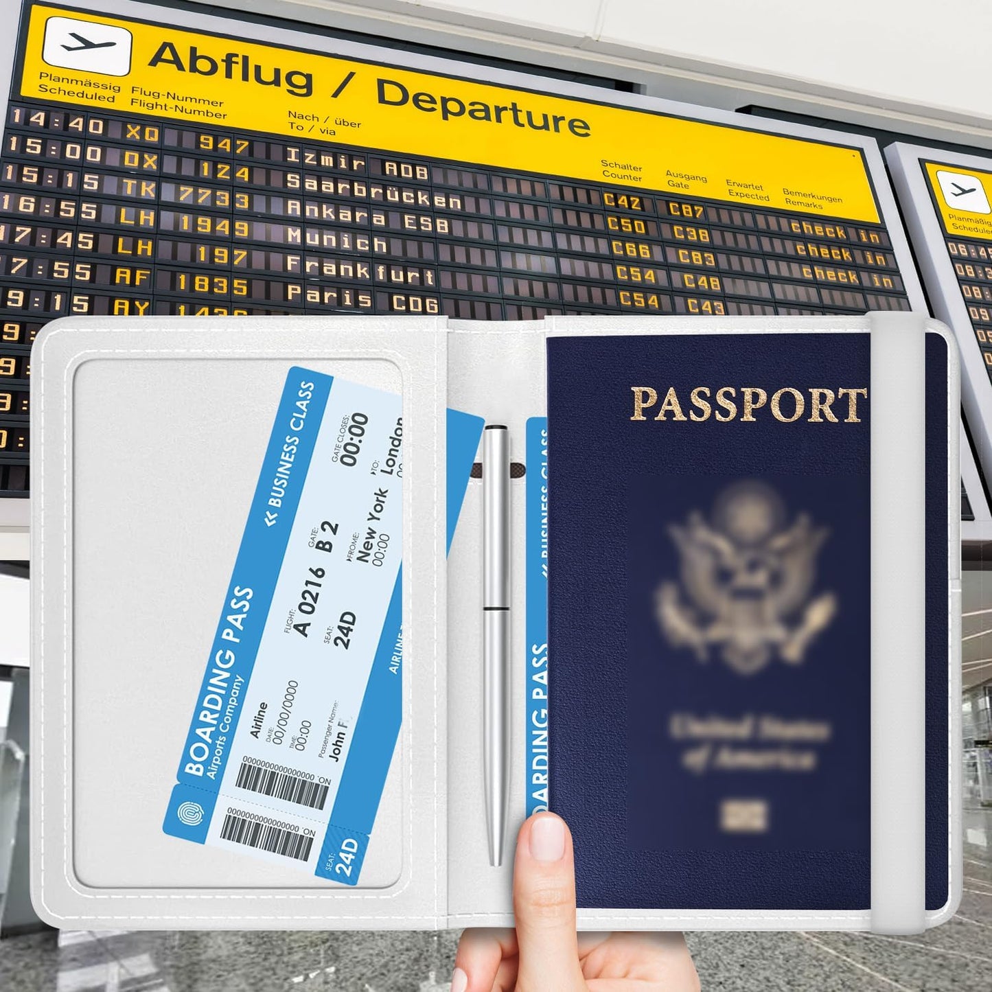 Passport Holder for Travel Essentials, RFID Premium Leather Passport Wallet Cover Case for Travel