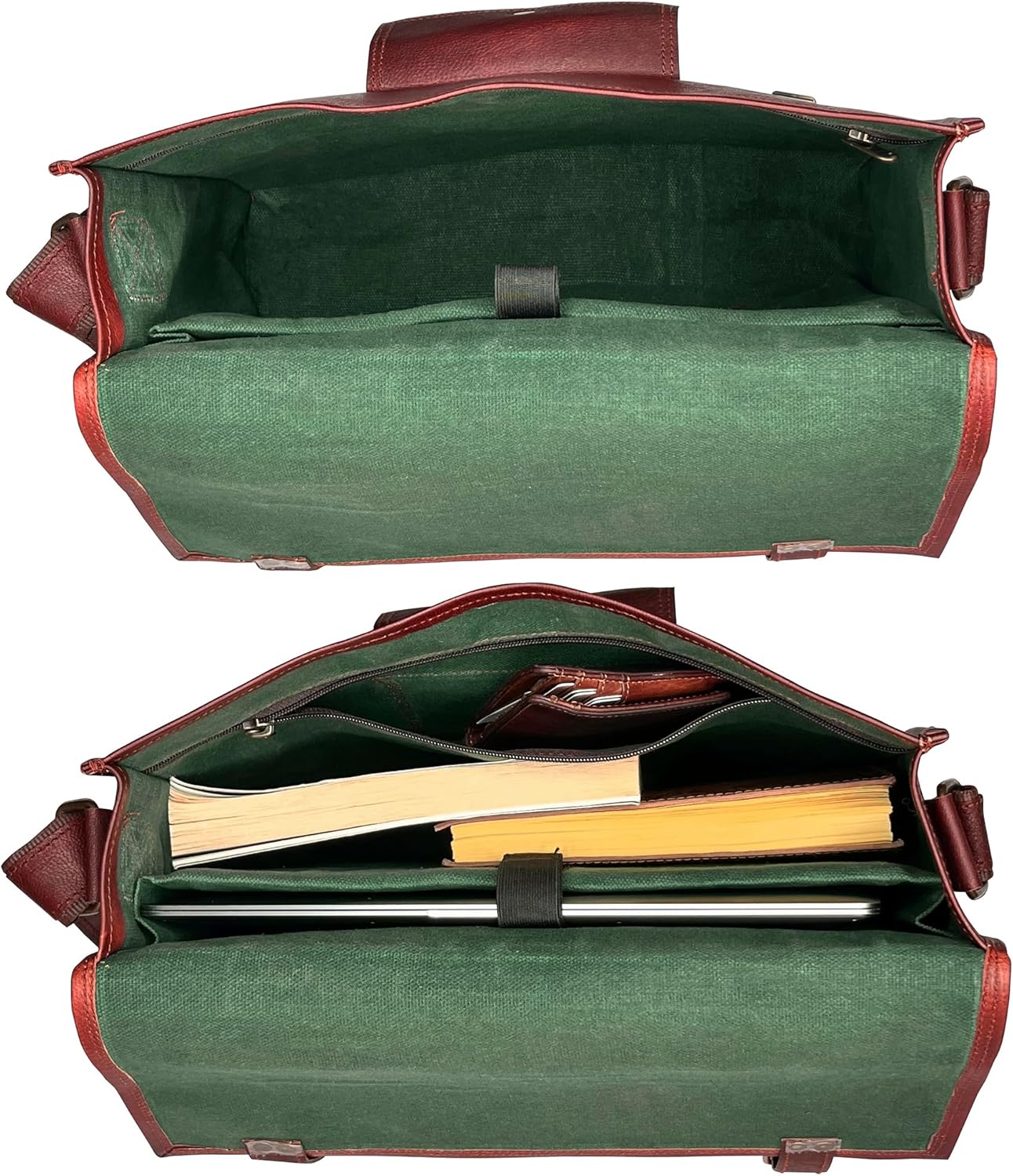 Leather Messenger Bag for Men - 14" Full Grain Leather Laptop Briefcase - Vintage Computer Satchel Travel Crossbody Bag for Office & Work