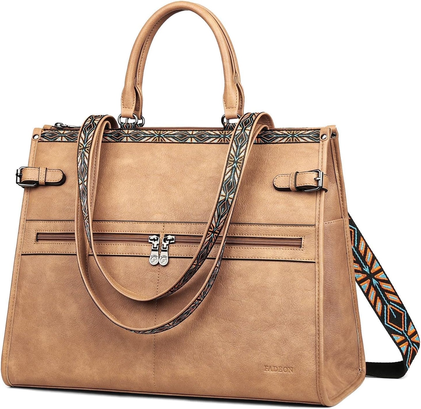 FADEON Laptop Bag for Women Designer PU Leather Large Tote Bags Backpack Purses with 15.6 Laptop Compartment Shoulder Handbag