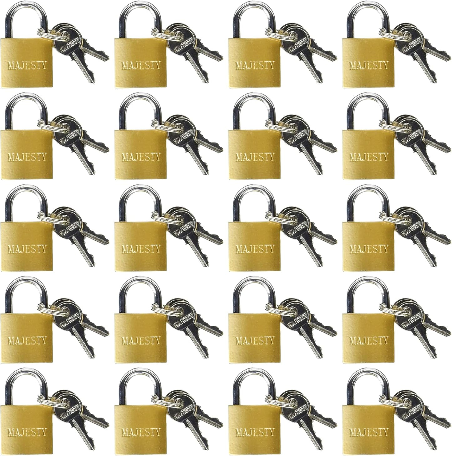 20 Pcs 25mm Solid Brass Mini Padlock Set Pad Locks w/ 2 Keys for Locker Luggage
