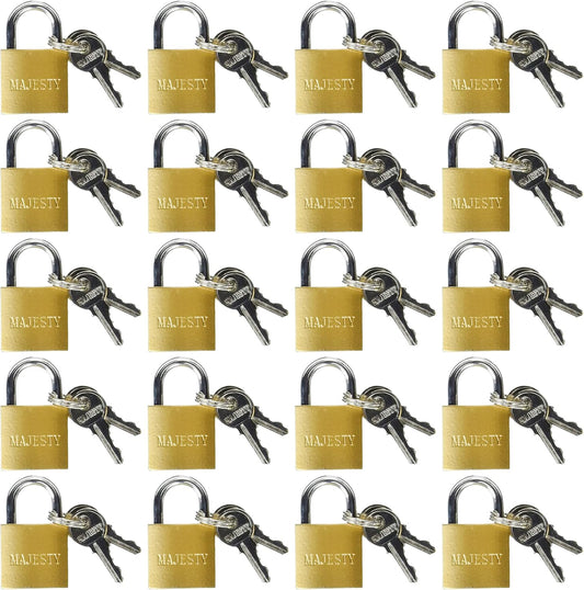 20 Pcs 25mm Solid Brass Mini Padlock Set Pad Locks w/ 2 Keys for Locker Luggage