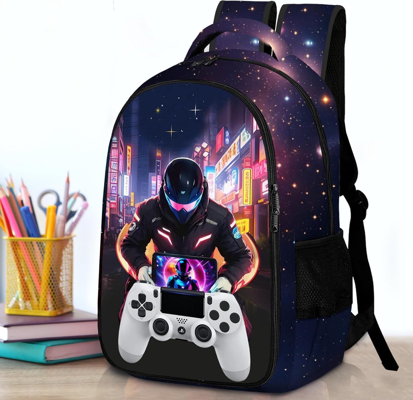 Game Backpack Set for Boys, Gaming Backpack 3 Pack, Boys Lunch Box, and Pencil Bag for Kids, 17"