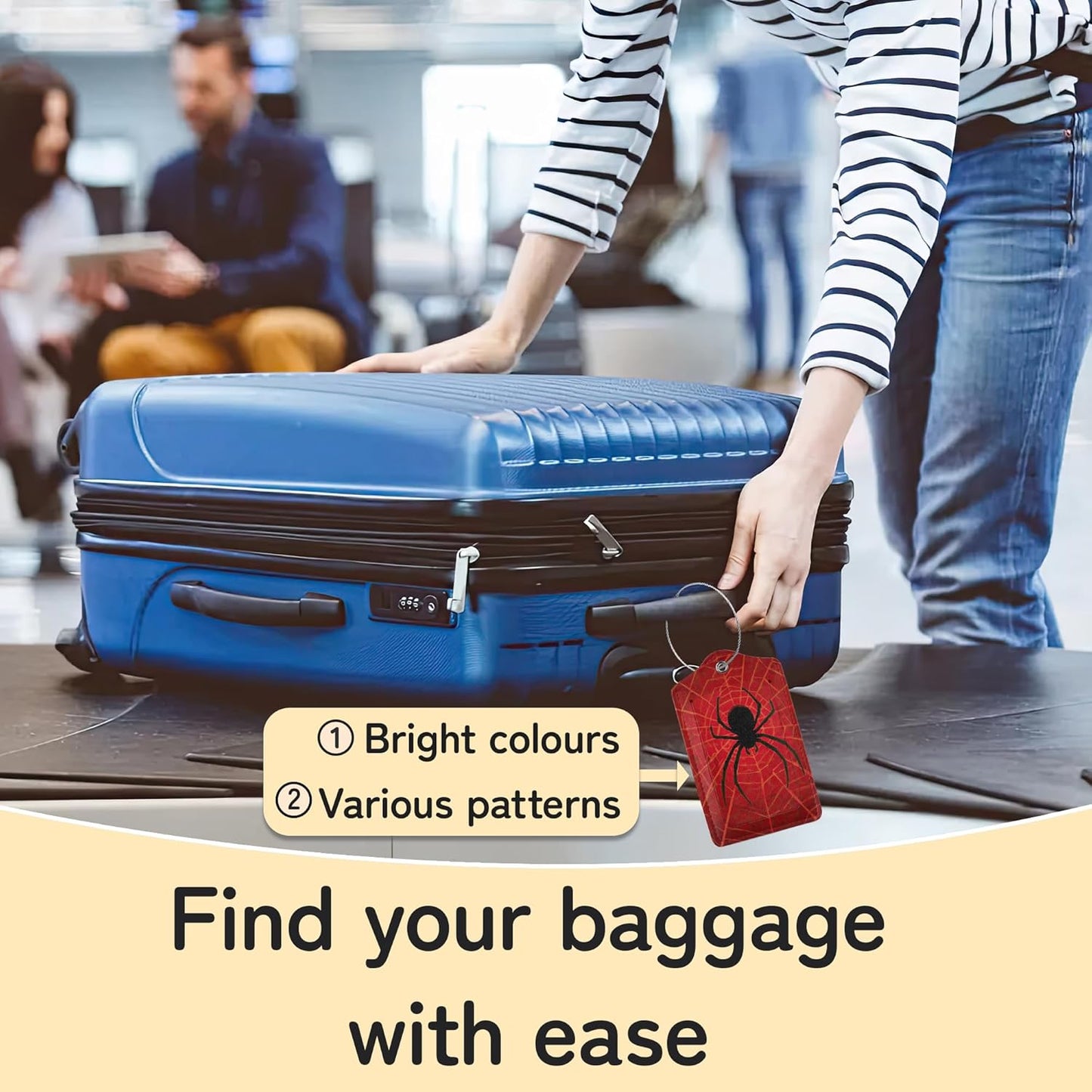 Red Spider Web Luggage Tag for Suitcase,Design with Privacy Flap Name ID Label Metal Loop, 3 Pack