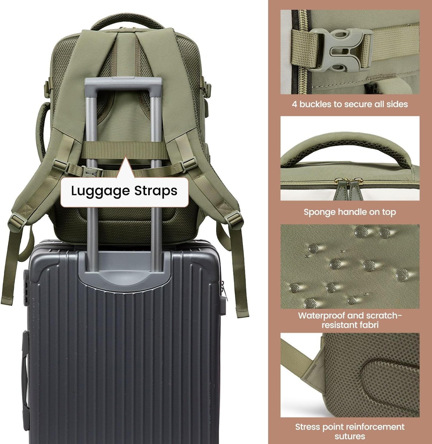 LOVEVOOK 50L Travel Backpack Carry On Airline Approved, Large Backpack with 3 Packing Cubes, TSA Travel Essentials Carry On Bag, Waterproof Weekender Overnight Luggage Daypack, Fits 18 Inch Laptop