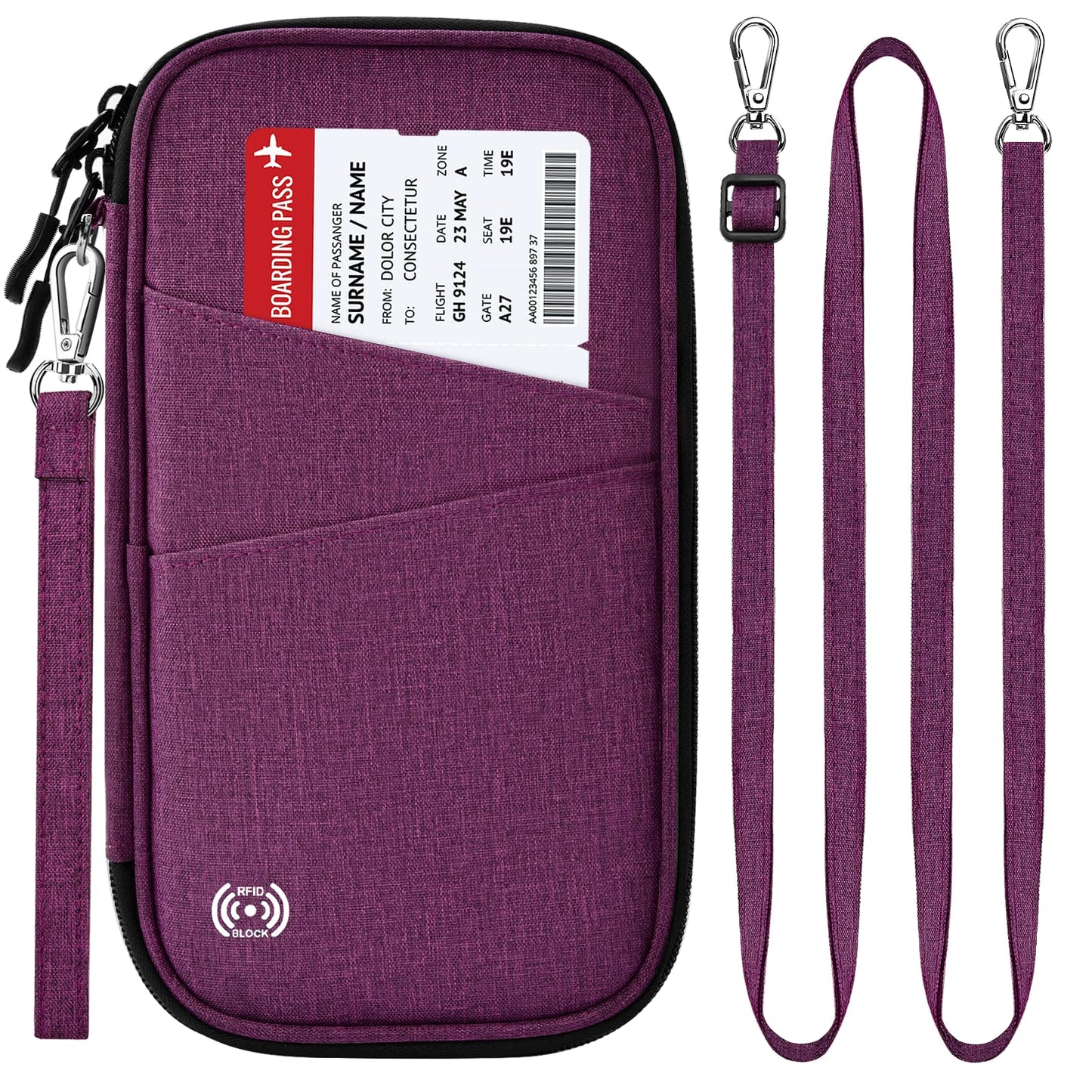 BKNOOU Passport Holder Family Rfid Blocking Travel Document Organizer,Travel Passport Wallet