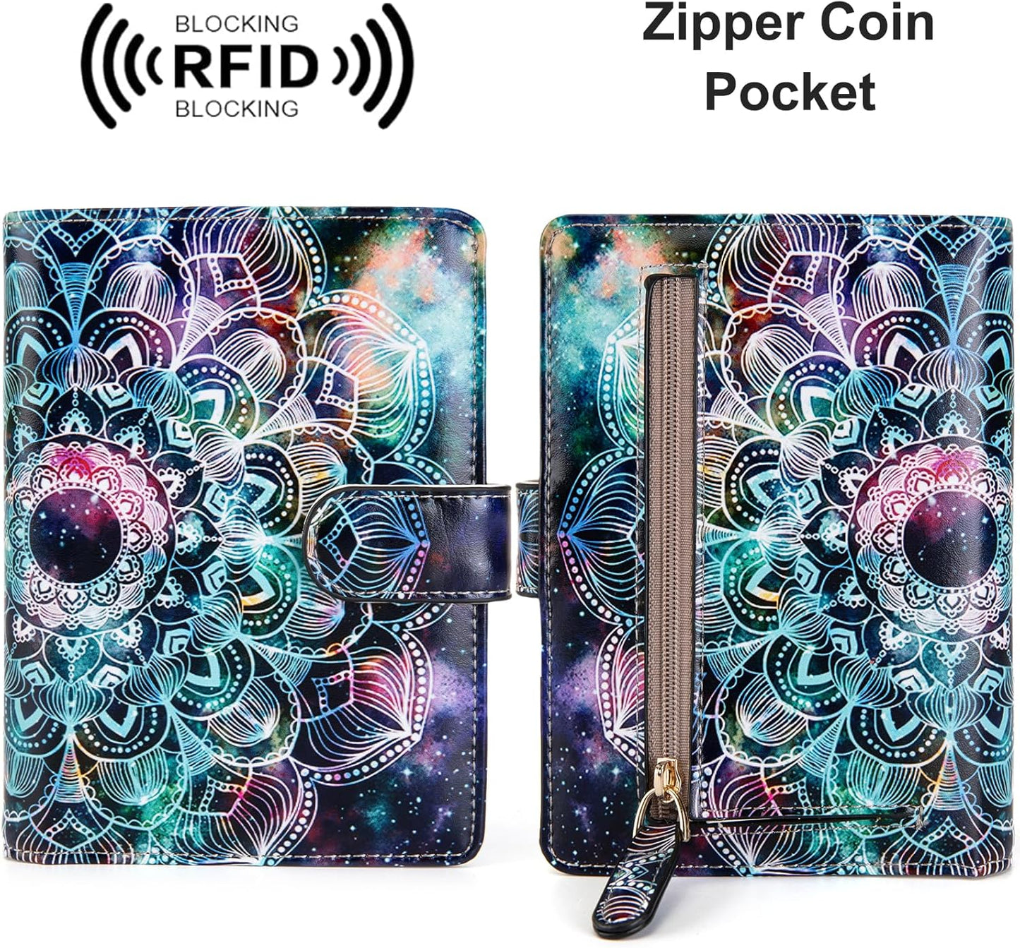 Passport Holder for Travel Essentials, RFID Blocking Passport Wallet Cover with Magnetic Closure, Passport Book Holders for Women and Men (Mandala in the Galaxy)