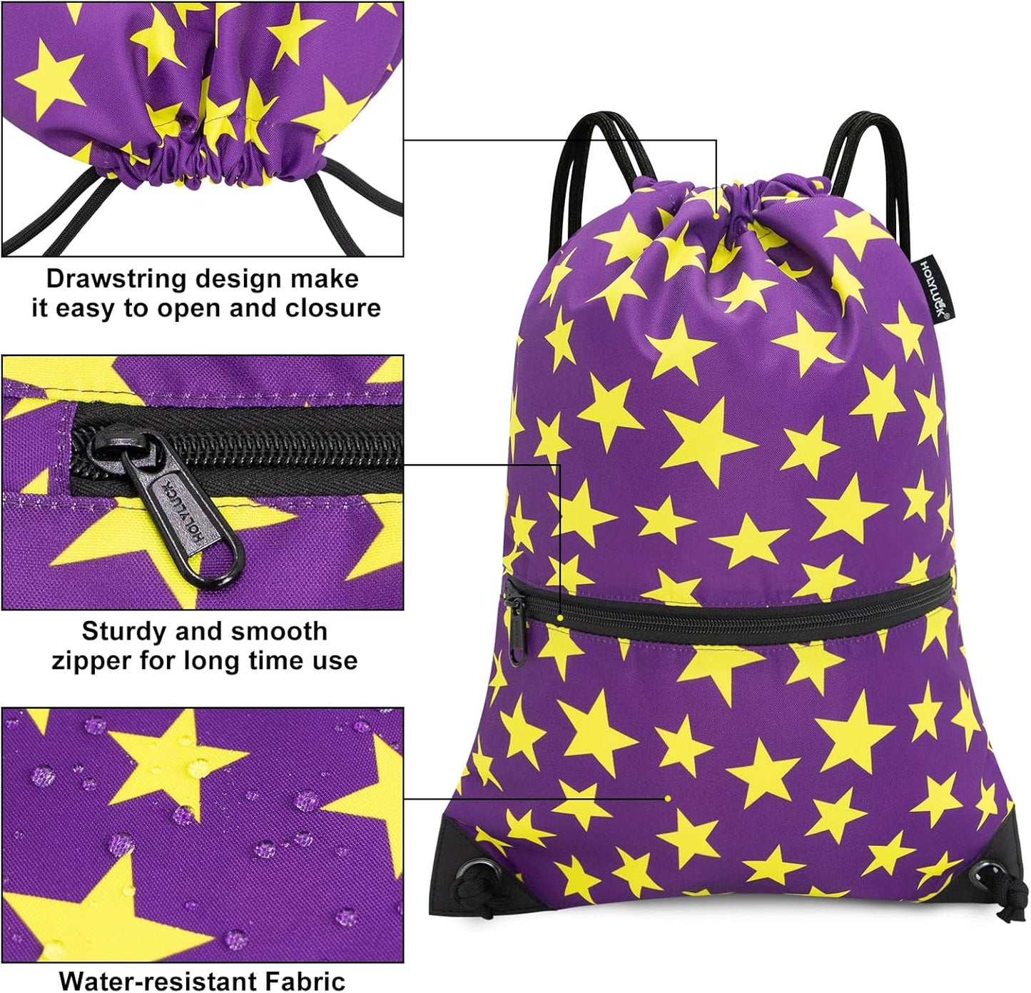 HOLYLUCK Drawstring Backpack Bag Sport Gym Sackpack