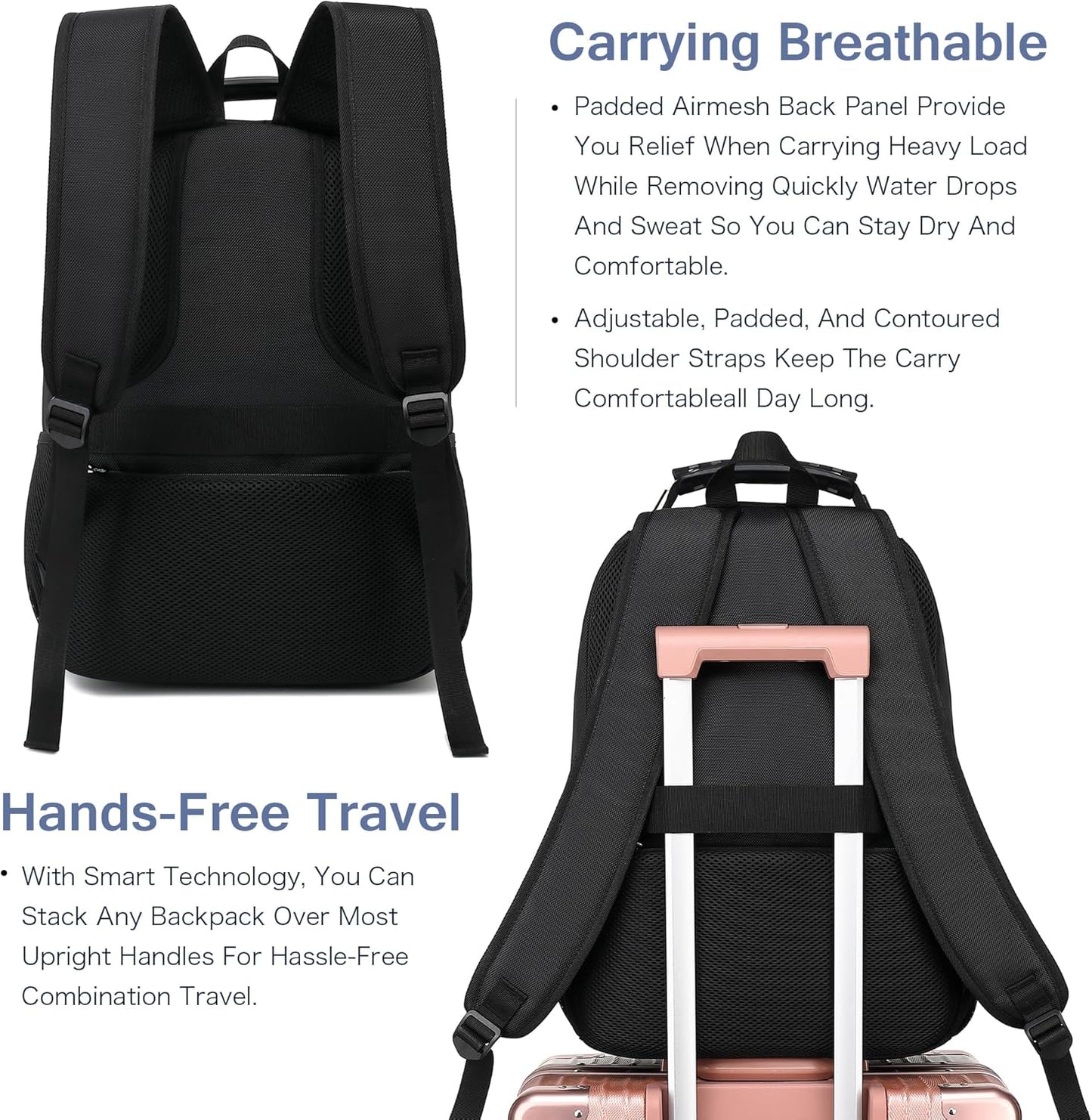 Boavan Laptop Backpack for men, 15.6 inch Laptop Bag with USB Port, Waterproof Travel Work Backpack