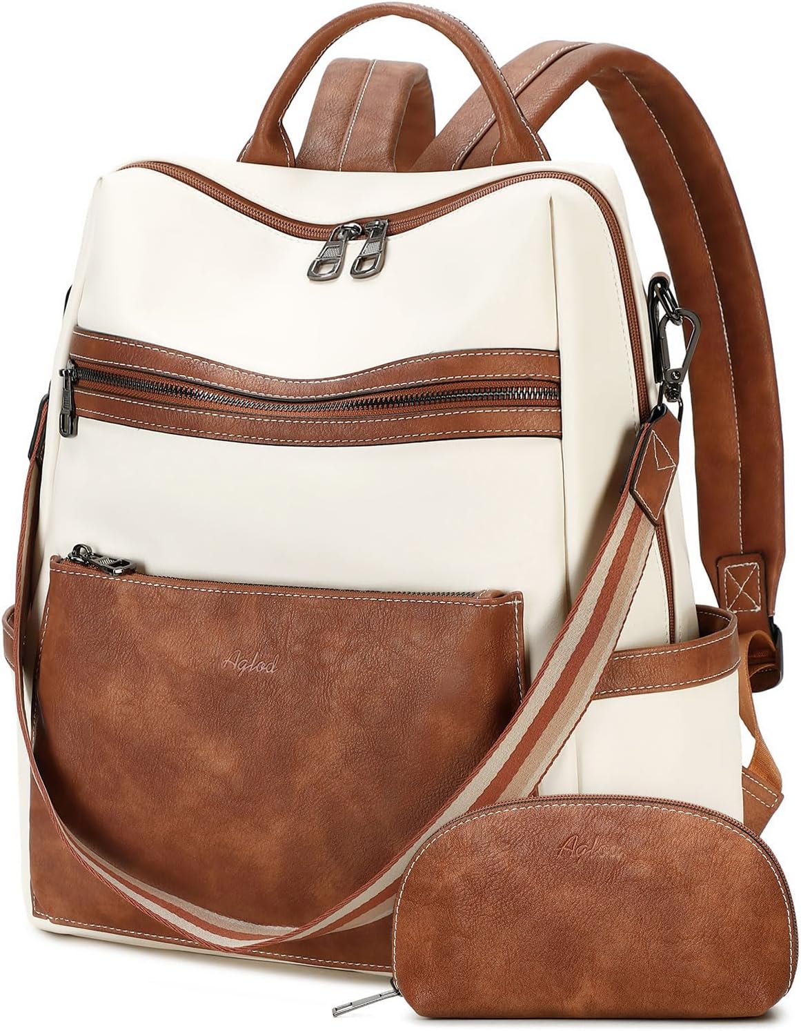 Vegan Leather Laptop Backpack for Women 15.6 Inch Work Backpack Purse for Travel College