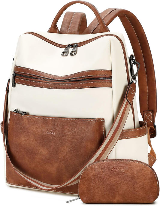 Vegan Leather Laptop Backpack for Women 15.6 Inch Work Backpack Purse for Travel College