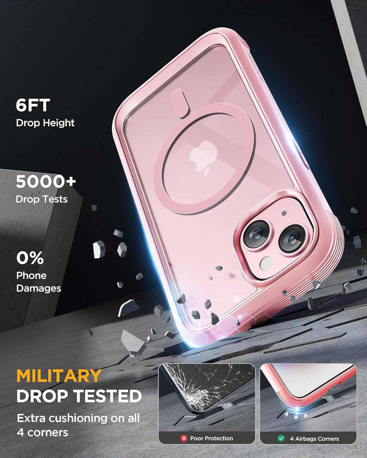 Miracase Magnetic for iPhone 15 Plus Case 6.7'' [Compatible with Magsafe] Full-Body Military Drop