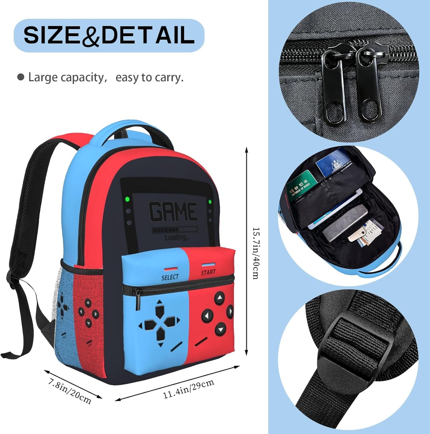 Game Backpack for Boys Gaming Laptop Backpack Game Daypack Travel School Bag Gift for Teens Game Lovers