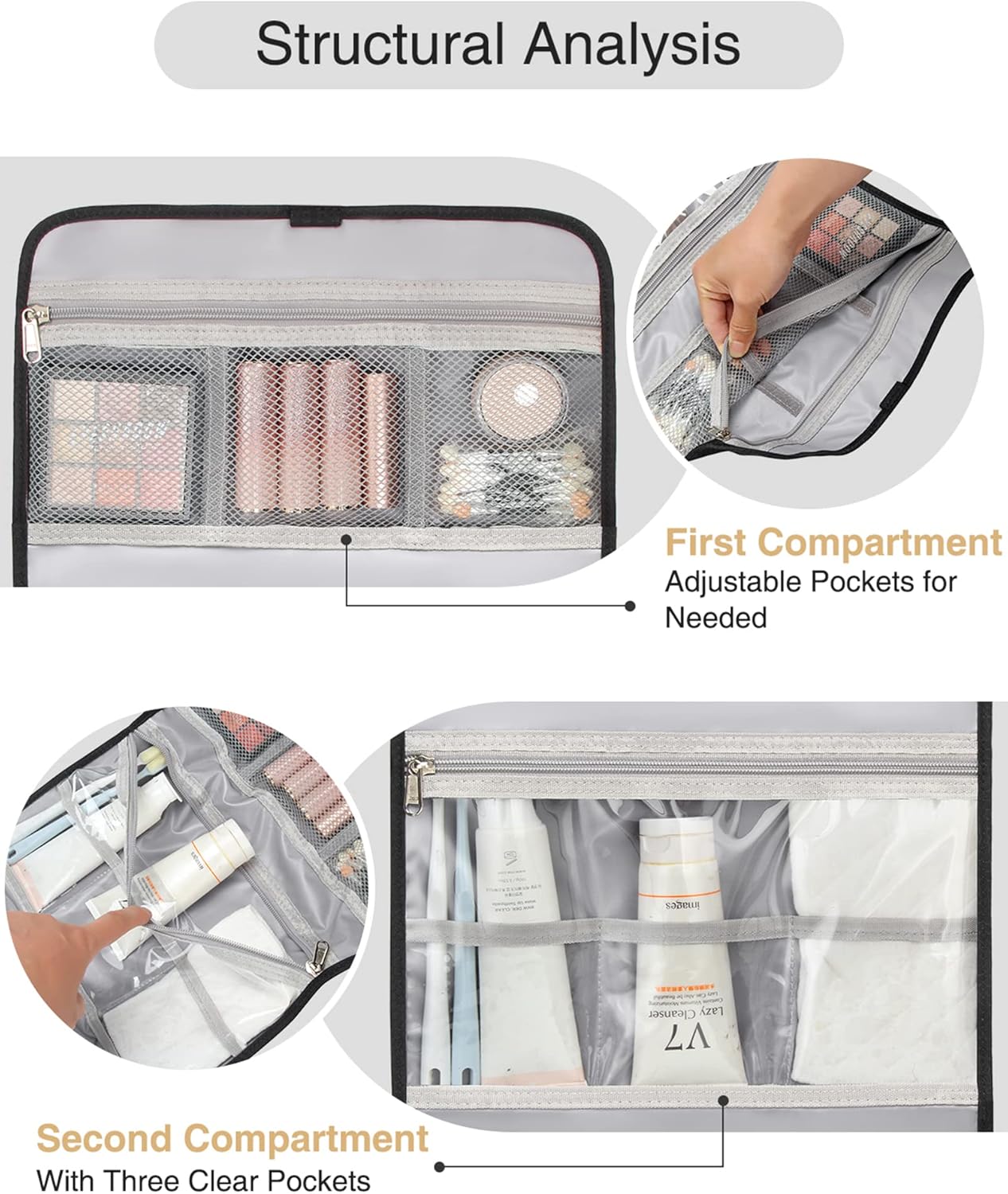 Relavel Travel Toiletry Bag for Men, Hanging Toiletry Bag for Women Makeup Cosmetic Storage