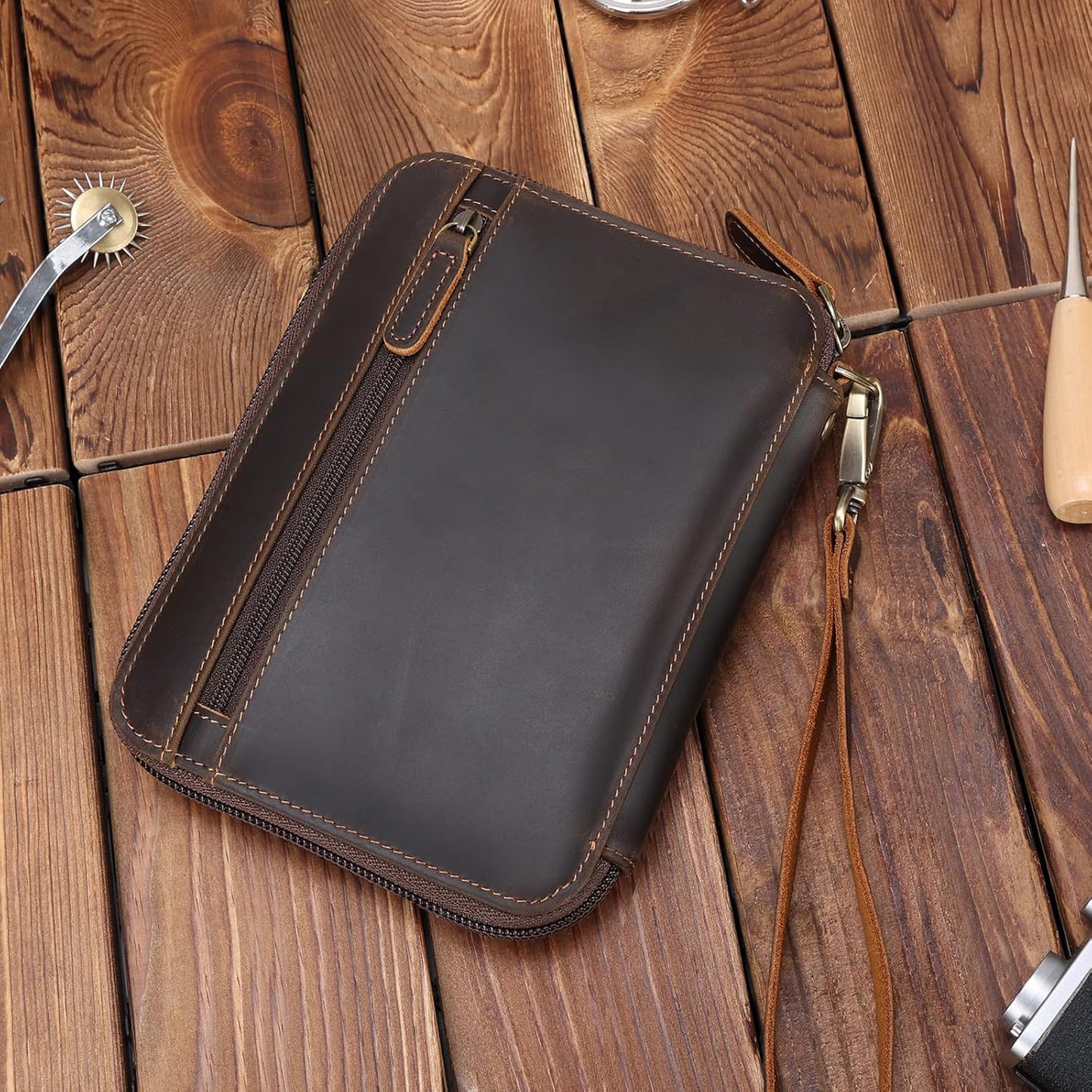 Polare Full Grain Leather Family Passport Wallet for 4 Passports, RFID Blocking Bifold Passport Cover Travel Document Organizer Holder for Women and Men