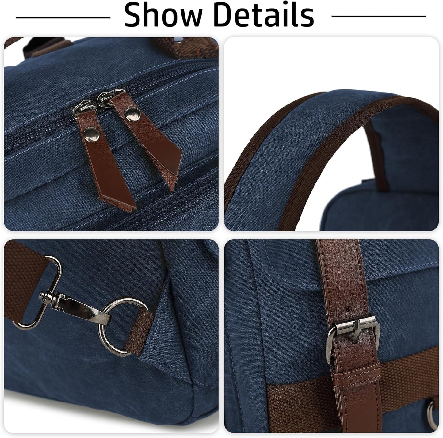 Vintage Messenger Bag, Canvas Backpack for Travel, Men's Shoulder Bag, Dual-use Bag for Hand Carry and Crossbody Carry