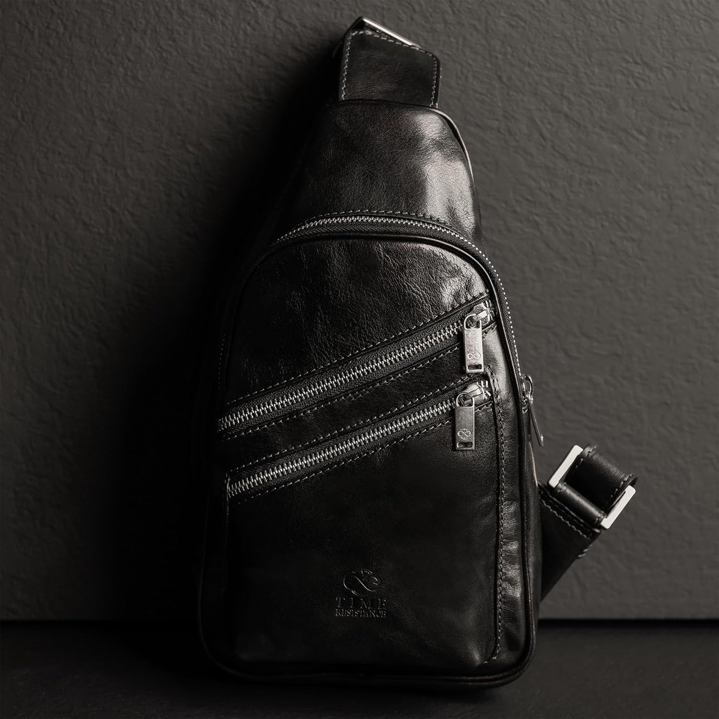 Time Resistance Leather Crossbody Bag - Brown Sling Bag - Messenger Bag for Men and Women