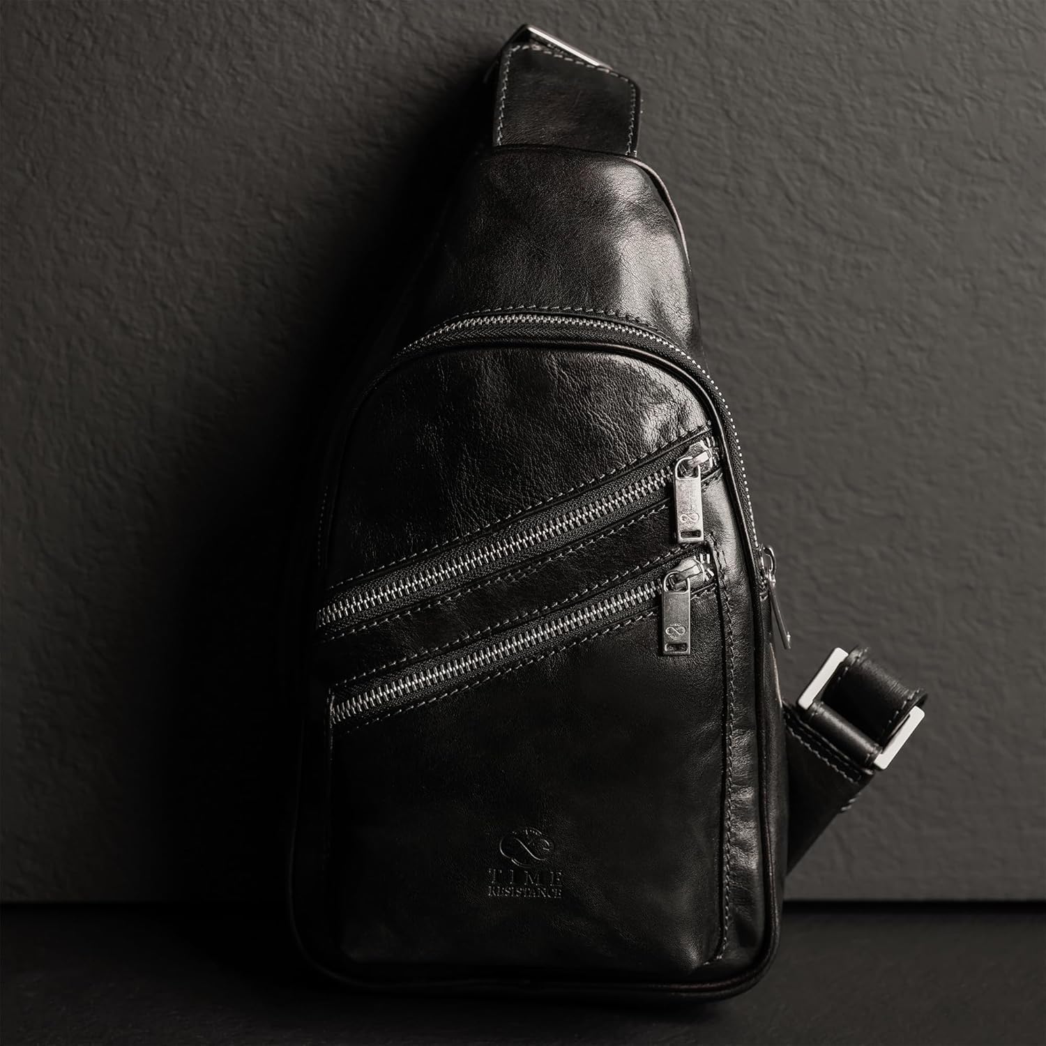 Time Resistance Leather Crossbody Bag - Brown Sling Bag - Messenger Bag for Men and Women