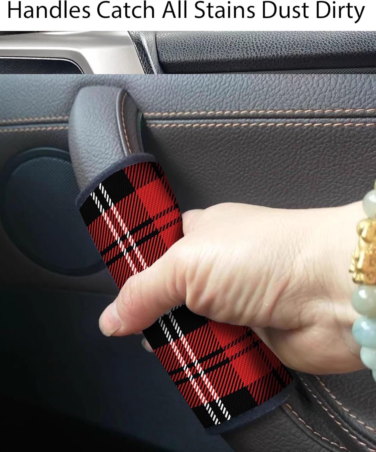 2 Pack Luggage Handle Wrap Travel Tags - Set of Luggage Tags for Suitcases, Identifiers, Marker, and Handle Covers - Cruise Accessories and Travel Gifts（Red Tartan Plaid