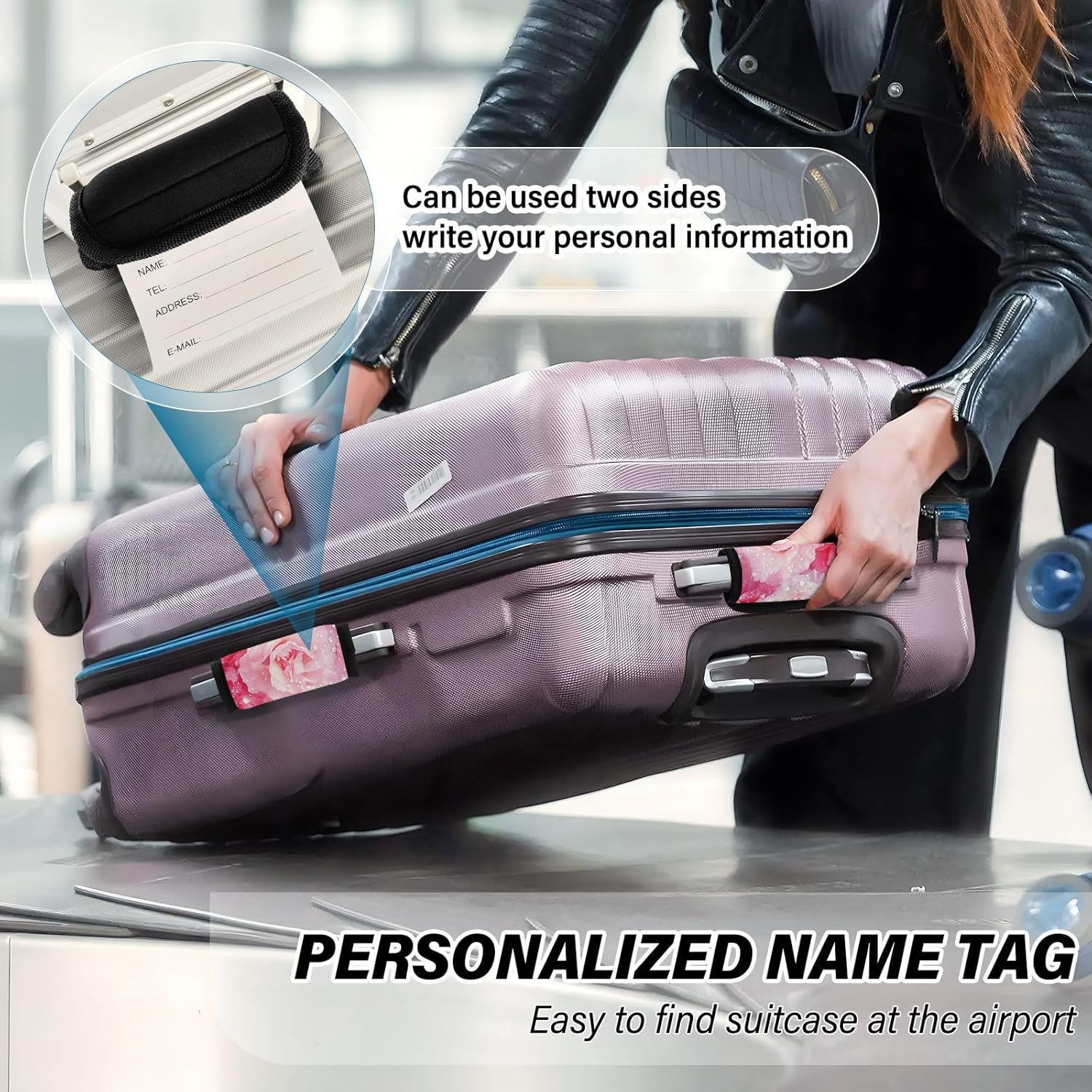 White Carnation 4 Pack Luggage Handle Wraps Covers for Suitcase Identifiers Bag Tags Travel