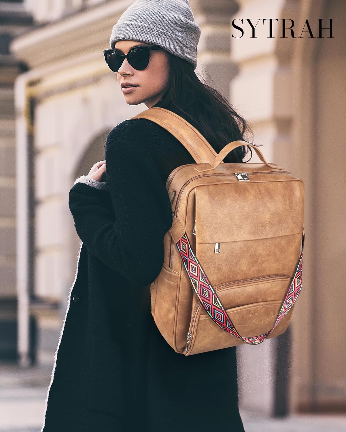 Leather Laptop Backpack, 15.6 Inch Business Computer Bag, Designer College Backpack Travel Backpack