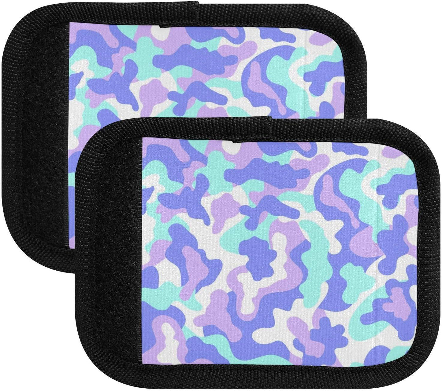2 PC Luggage Handle Wrap Luggage Handle Covers Tags for Suitcase Bags Travel Luggage Handle Identifier Gripper Abstract Purple and Blue