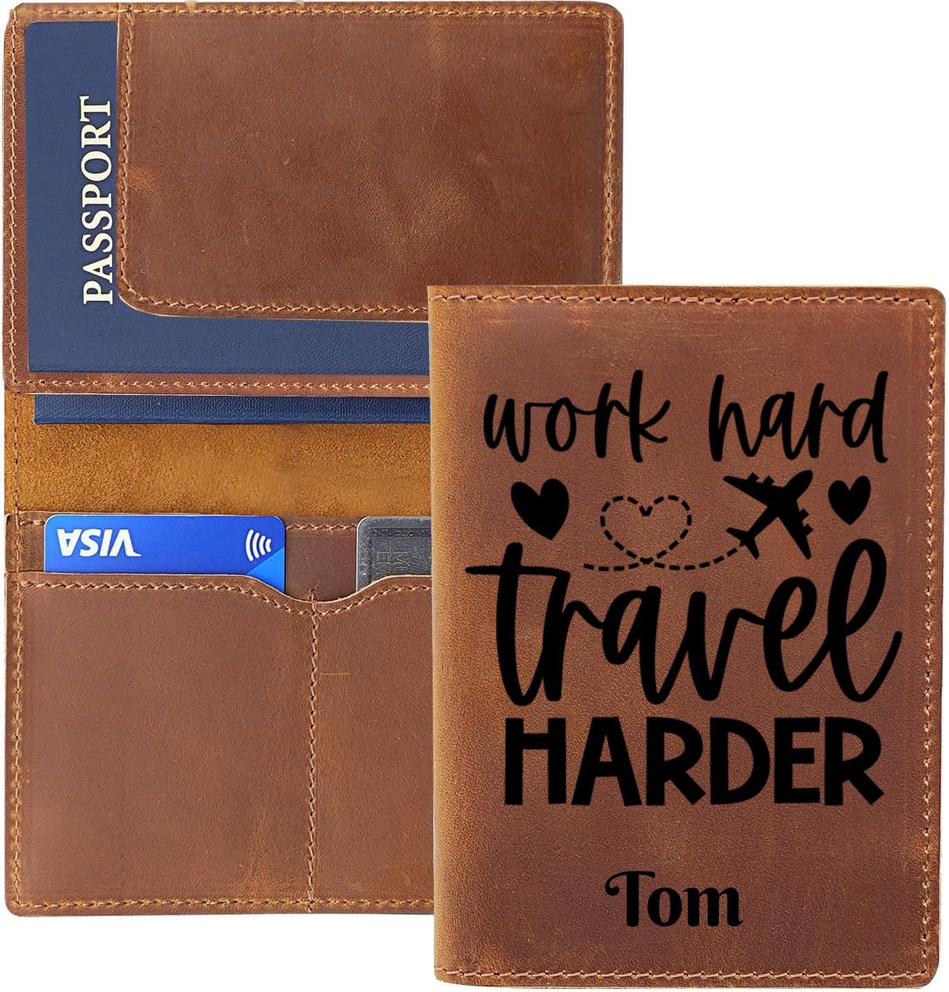 Personalized Passport Holder, Handmade Travel Wallet, Passport Cover with Card and Ticket Slot, Genuine Leather, Passport Case, Wallet for Passports
