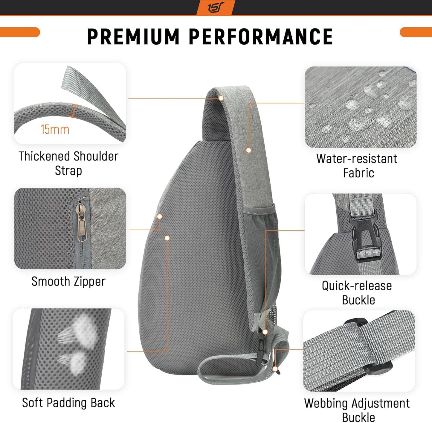 SKYSPER Sling Bag RFID Crossbody Sling Backpack Cross Body Shoulder Travel Bag Hiking Daypack for Women Men(Darkgrey)
