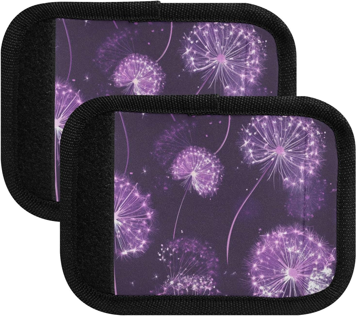 Cute Purple Dandelions 4 Pack Luggage Handle Wraps Covers for Suitcase Identifiers Bag Tags Travel Accessories