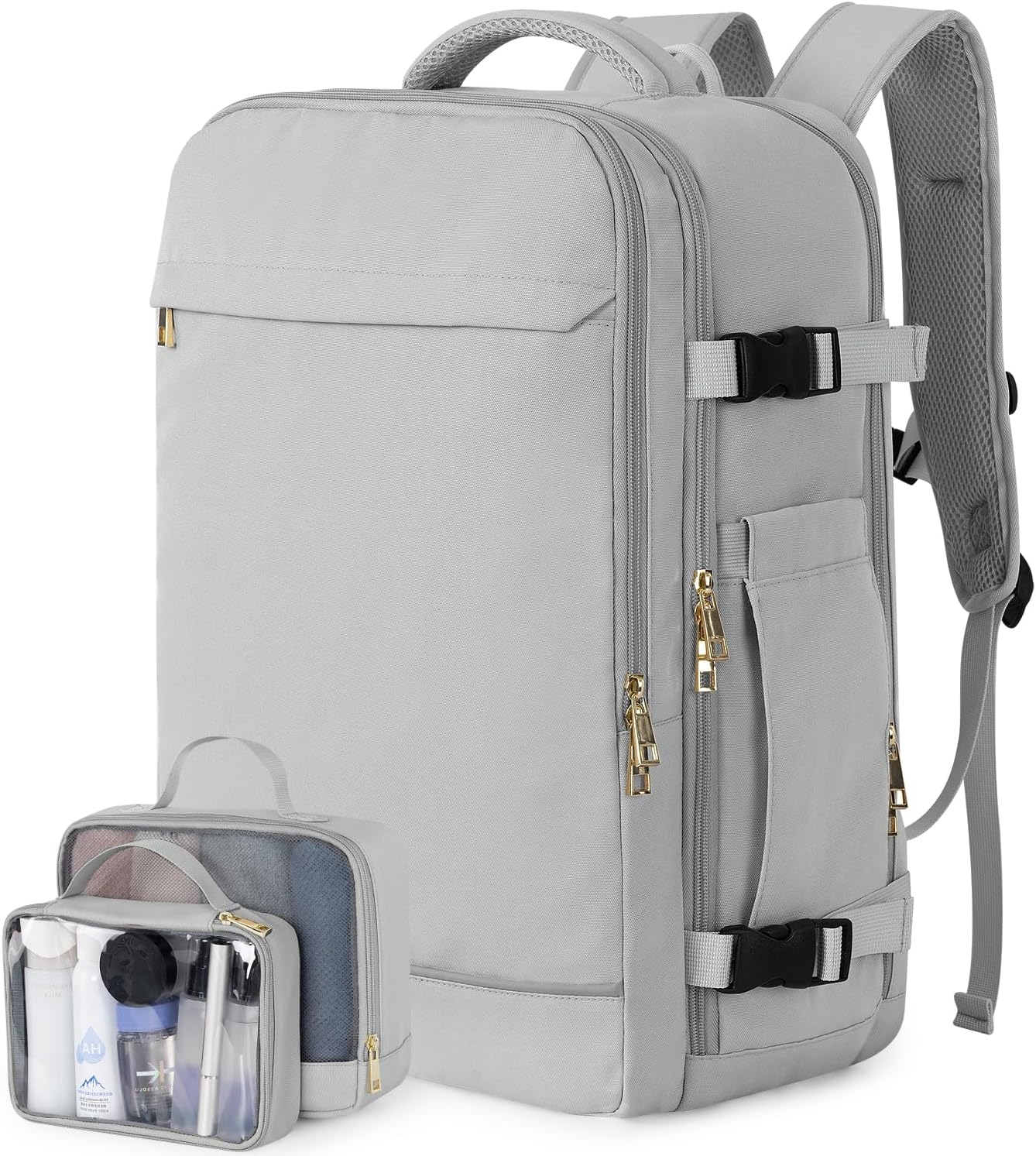 Travel Backpack, 40L 17 inch Laptop Travel Backpack Carry on Flight Approved, Personal Item Travel Bag, Waterproof Backpack for College, School, Business, Weekend, Work, Gray