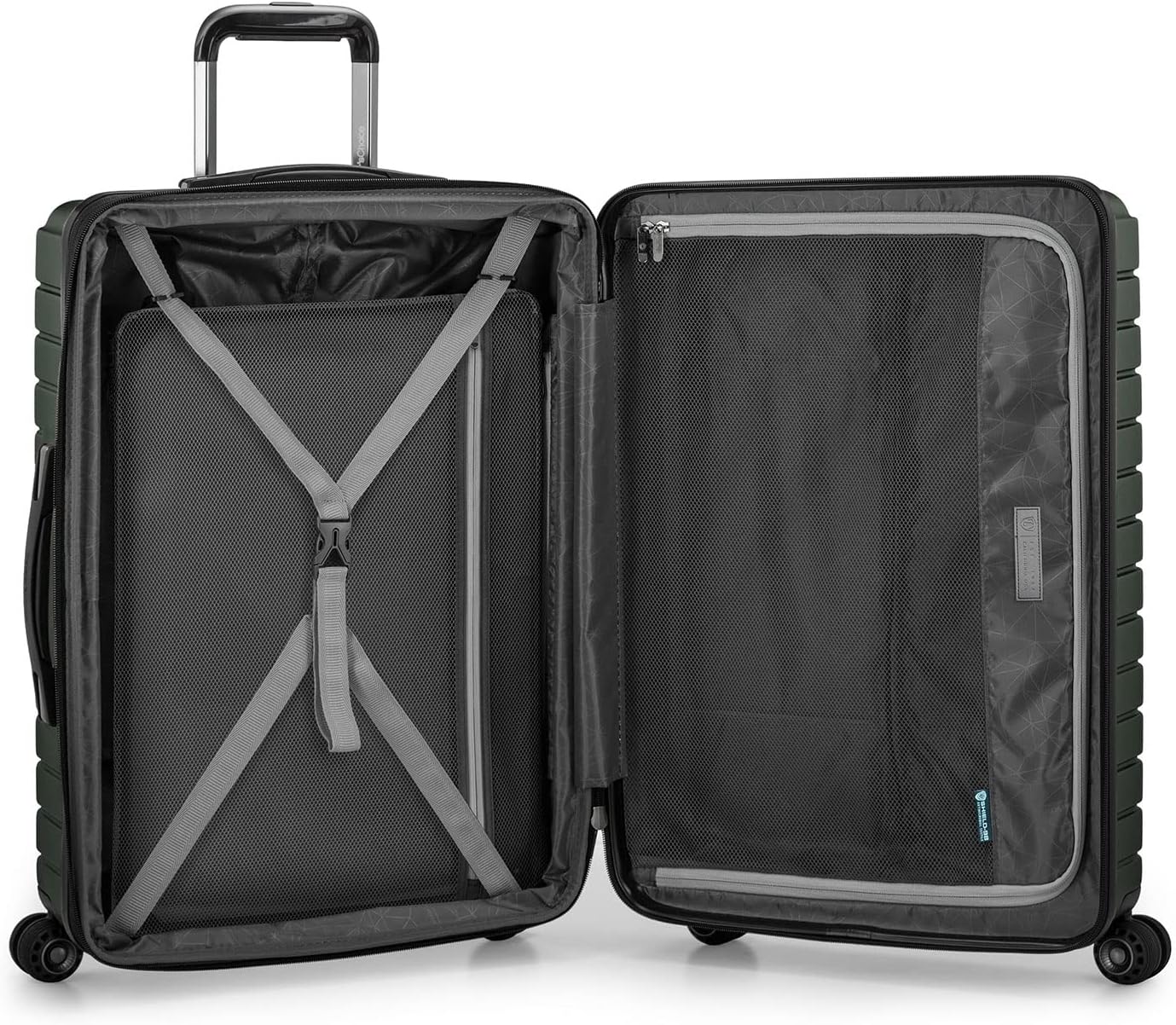 Traveler's Choice Archer Polycarbonate Hardside Luggage with Spinner Wheels, Tie Down Straps, Green, Checked 25-Inch