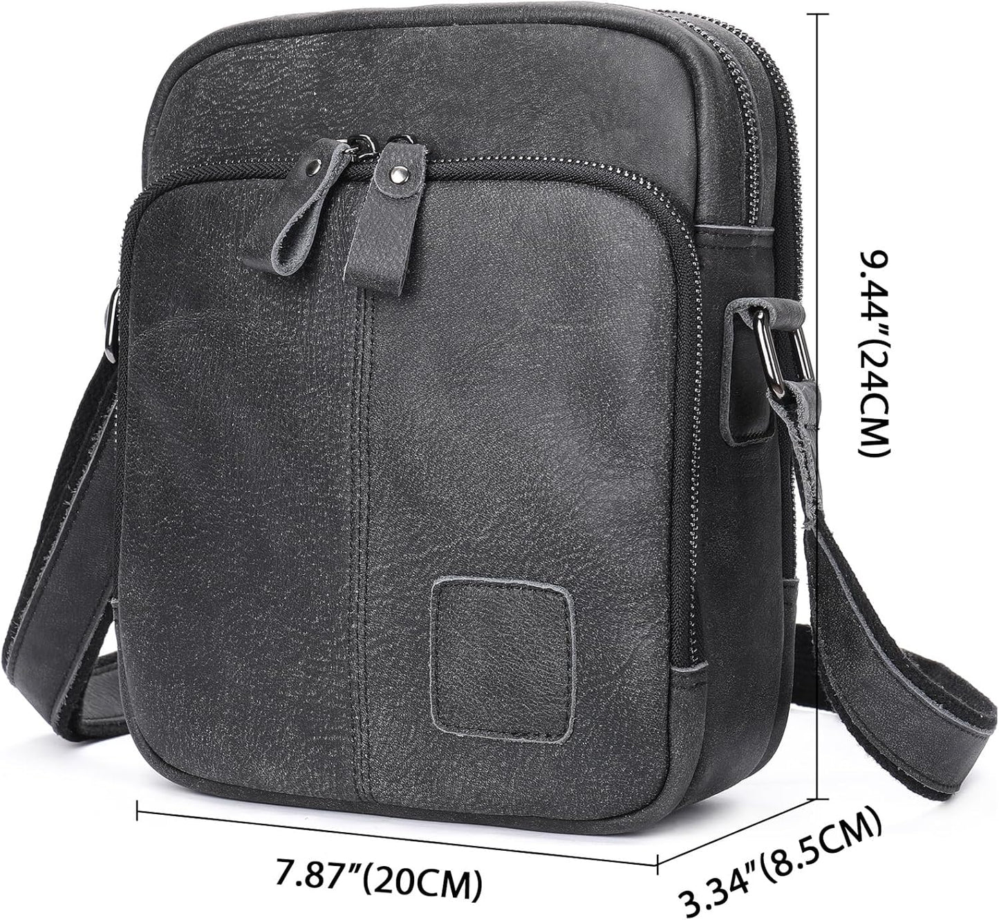Genuine Leather Shoulder Bag for Men Crossbody Sling Bag Adjustable Small Messenger Purse Travel Work Business bag