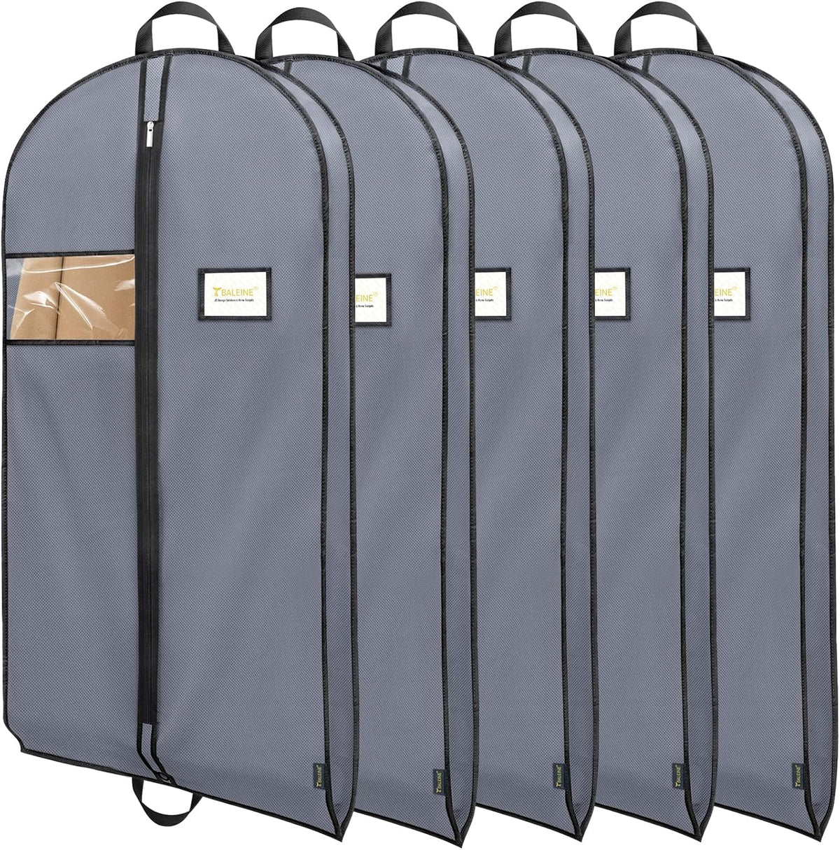BALEINE 5PK Heavy Duty Garment Bag with Shoe Storage Travel Bag for Dresses, Suit, Coats Travel