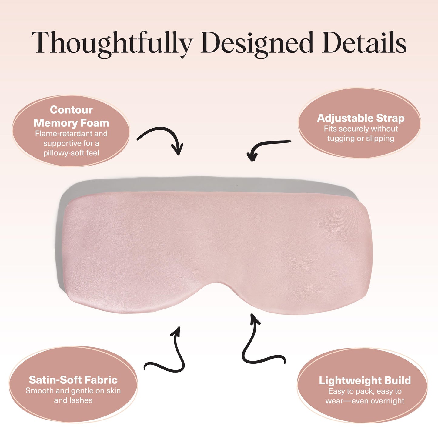 Kitsch Contour Satin Sleep Mask | Eye Masks for Sleep - Blush