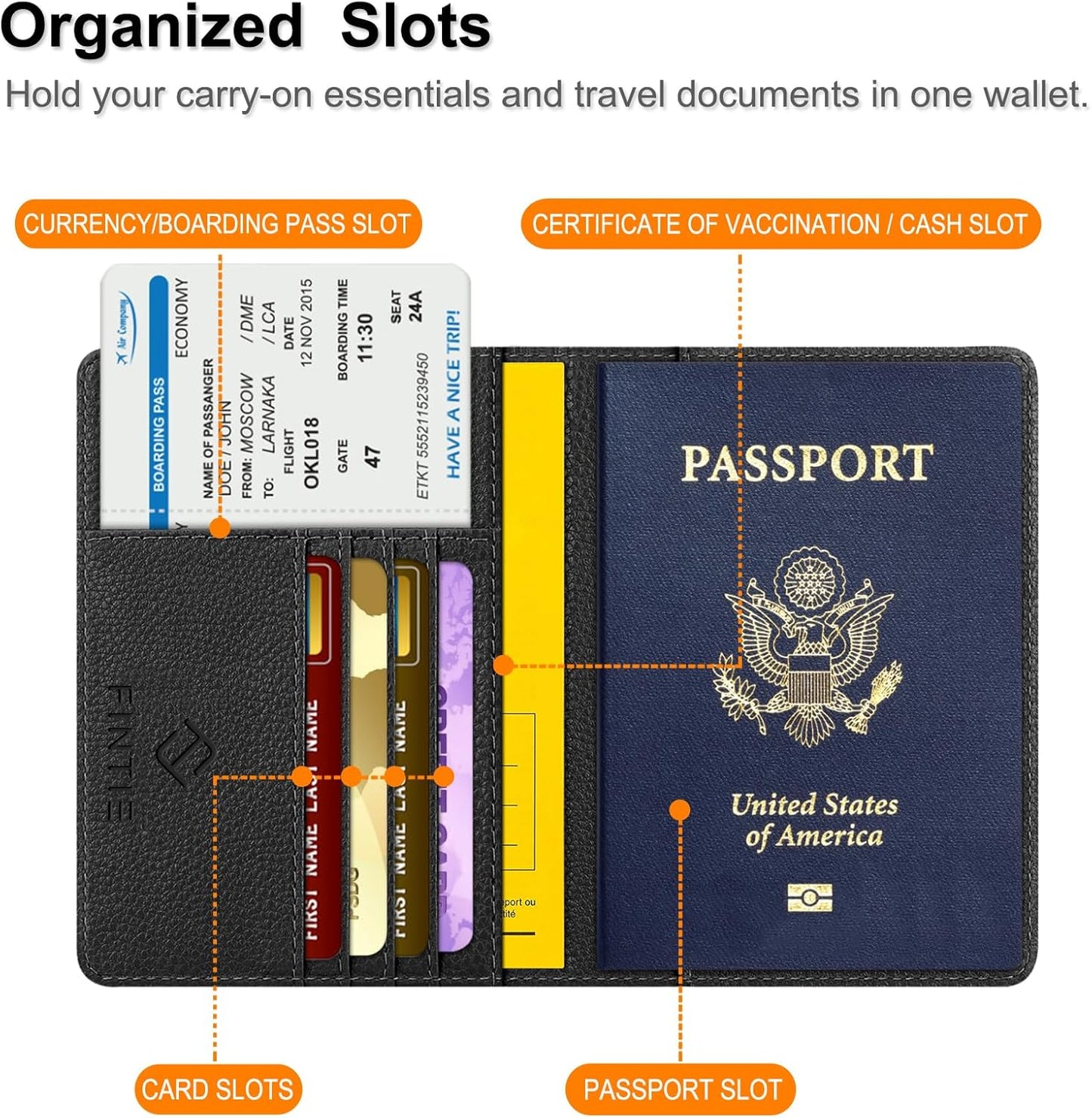 FINTIE Passport Holder, Slim Travel Wallet RFID Blocking Card Case Cover Passport Cover Protector Essentials with Credit Card Slots for Women/Men