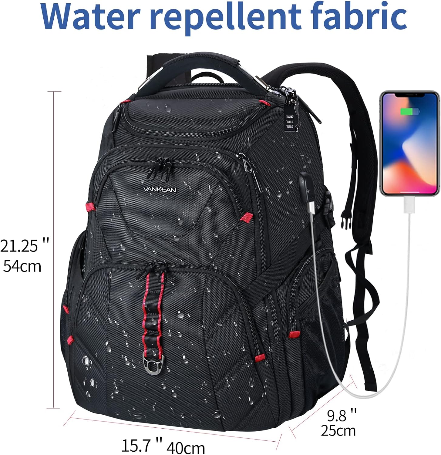 VANKEAN 17.3'' Travel Laptop Backpack TSA Friendly, Water Resistant Anti Theft Extra Large College