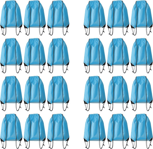 Drawstring Backpack Bulk 24Pcs Draw String Backpack Bags DIY Gym Sports Traveling Yoga Cinch Bag Sackpack Drawstring(sky blue light blue)